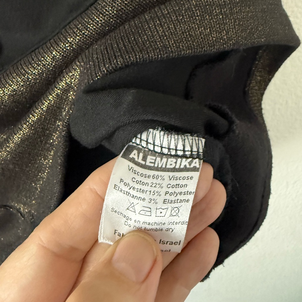 Alembika Black Top with Metallic Bronze Trim - Picture 6 of 16